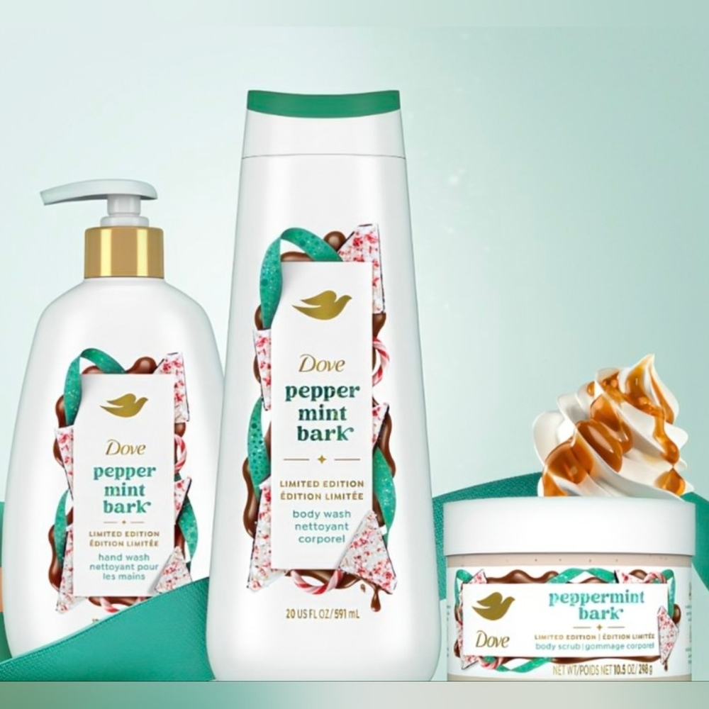 NEW🇺🇸 Limited Edition Dove Peppermint Bark Bath and Body Set